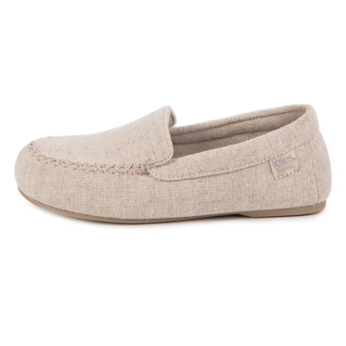 Isotoner® Ladies Textured Moccasin Slipper Light Brown Extra Image 3